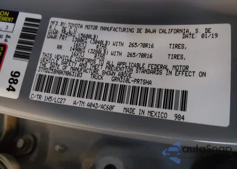 2019 Toyota Tacoma Trd Off Road из США, поврежденный, VIN 3TMDZ5BN8KM063103